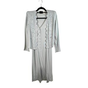 Vintage 90s Wild Rose Blue Lace Button Tea Cottage Core Prairie Dress 10 NWT